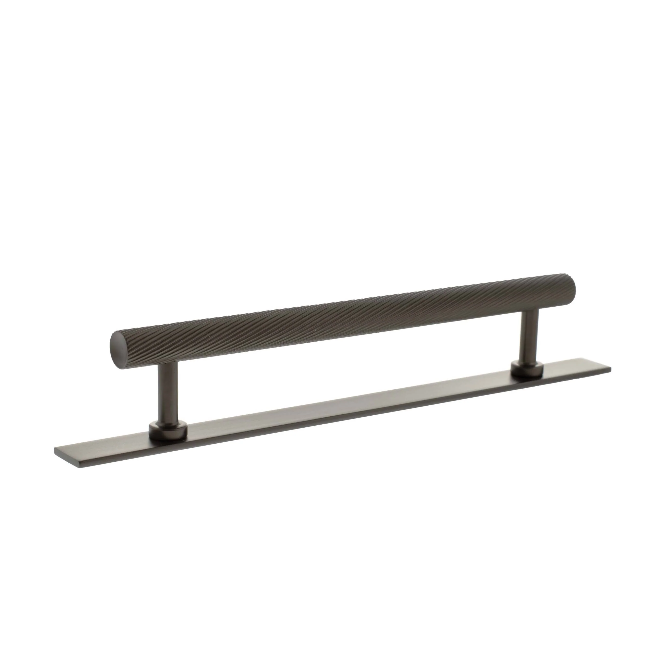 Millhouse Brass Paddington Spiral T-Bar Cabinet Pull Handle on Backplate 160mm