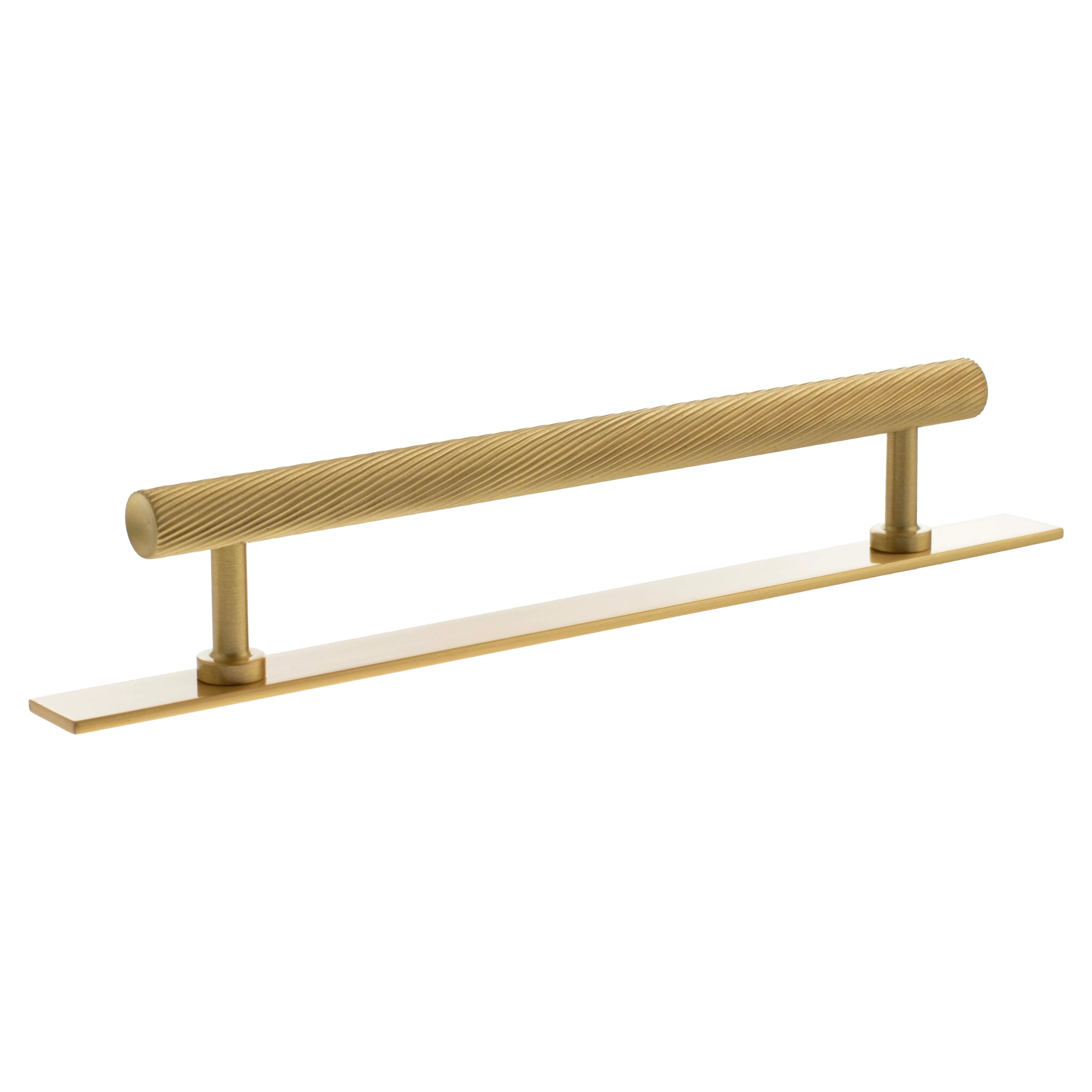 Millhouse Brass Paddington Spiral T-Bar Cabinet Pull Handle on Backplate 160mm - Image 3