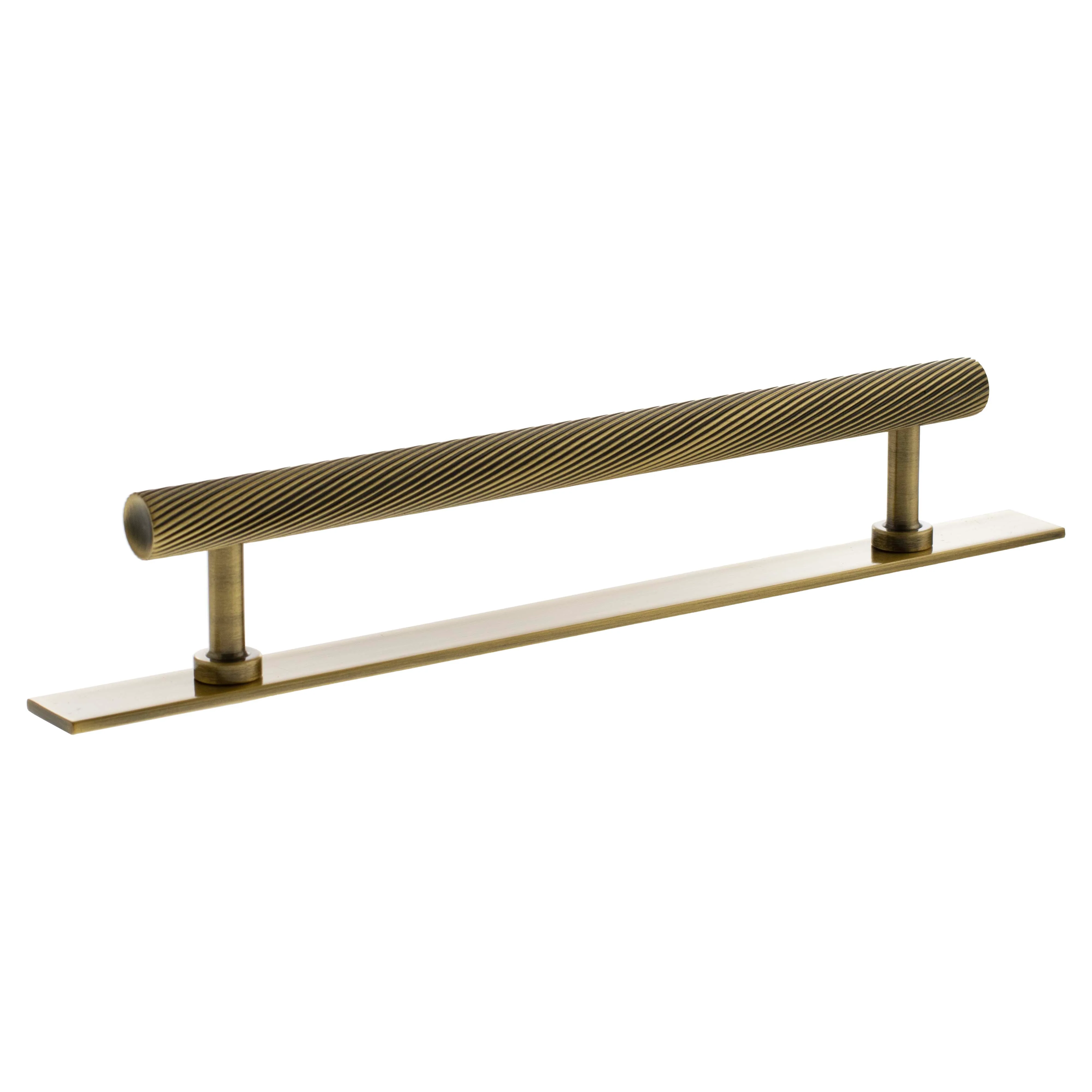Millhouse Brass Paddington Spiral T-Bar Cabinet Pull Handle on Backplate 160mm - Image 6