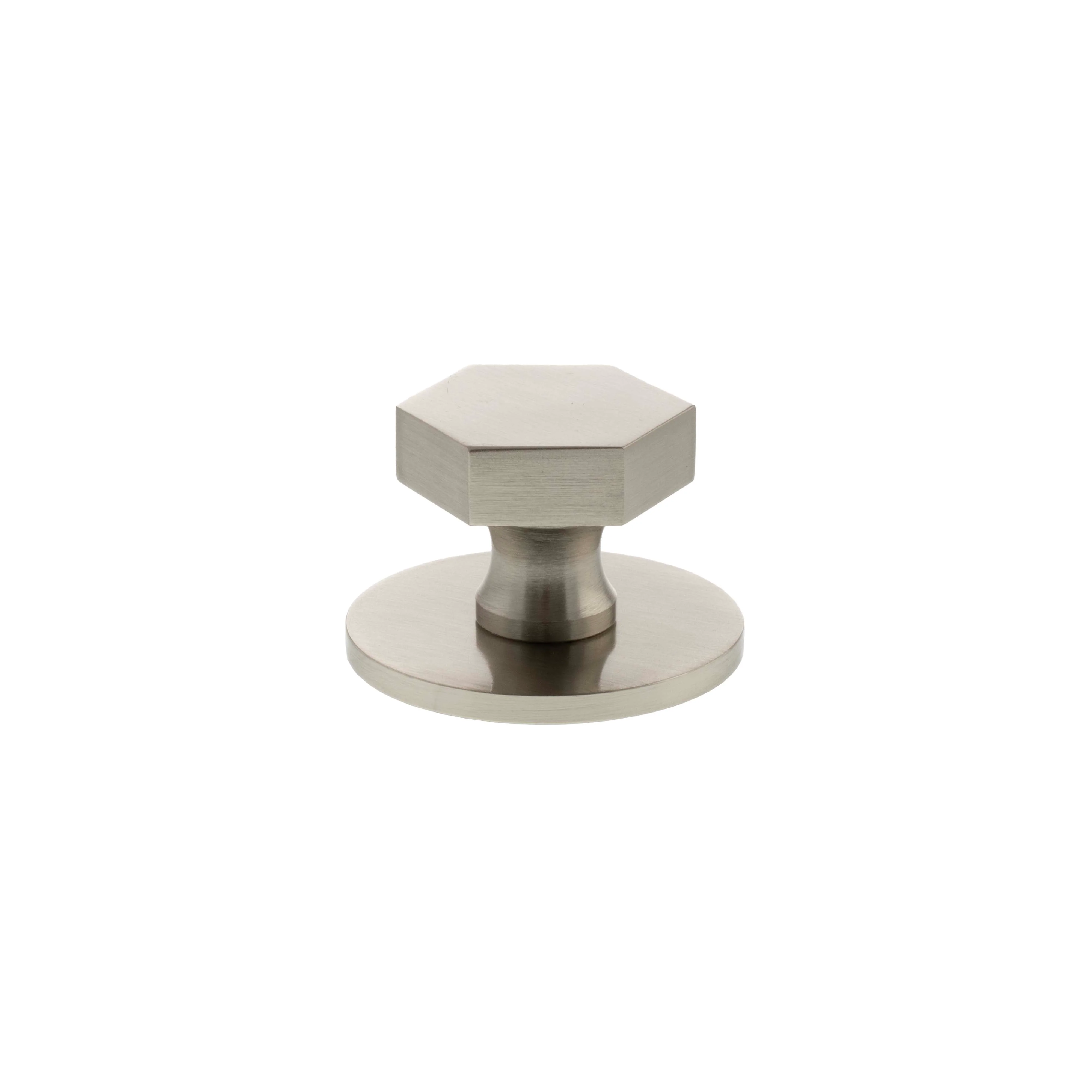 Millhouse Brass Pennington Hexagonal Cabinet Knob Handle on Backplate - Image 2
