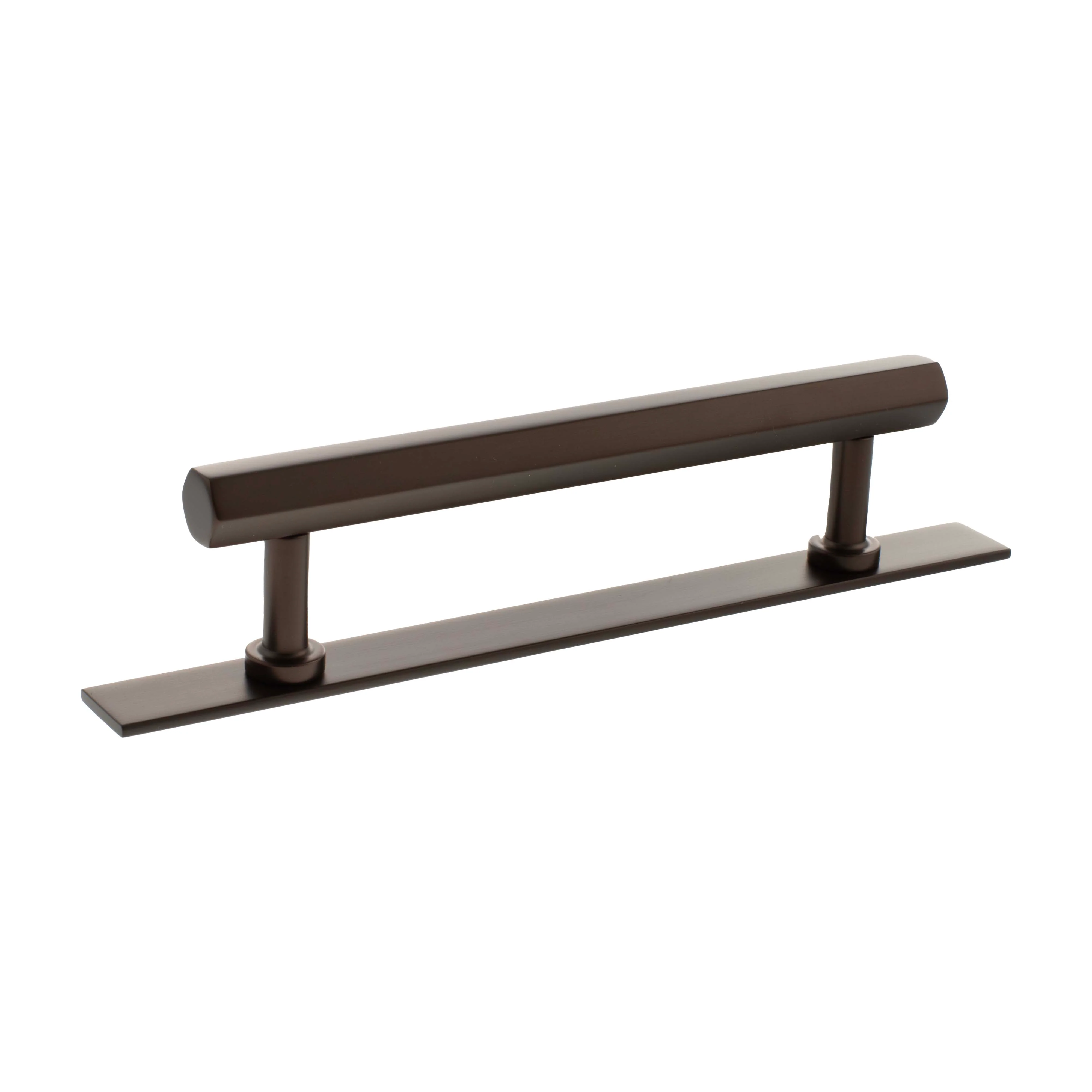 Millhouse Brass Pennington Hexagonal T-Bar Cabinet Pull Handle on Backplate 128mm