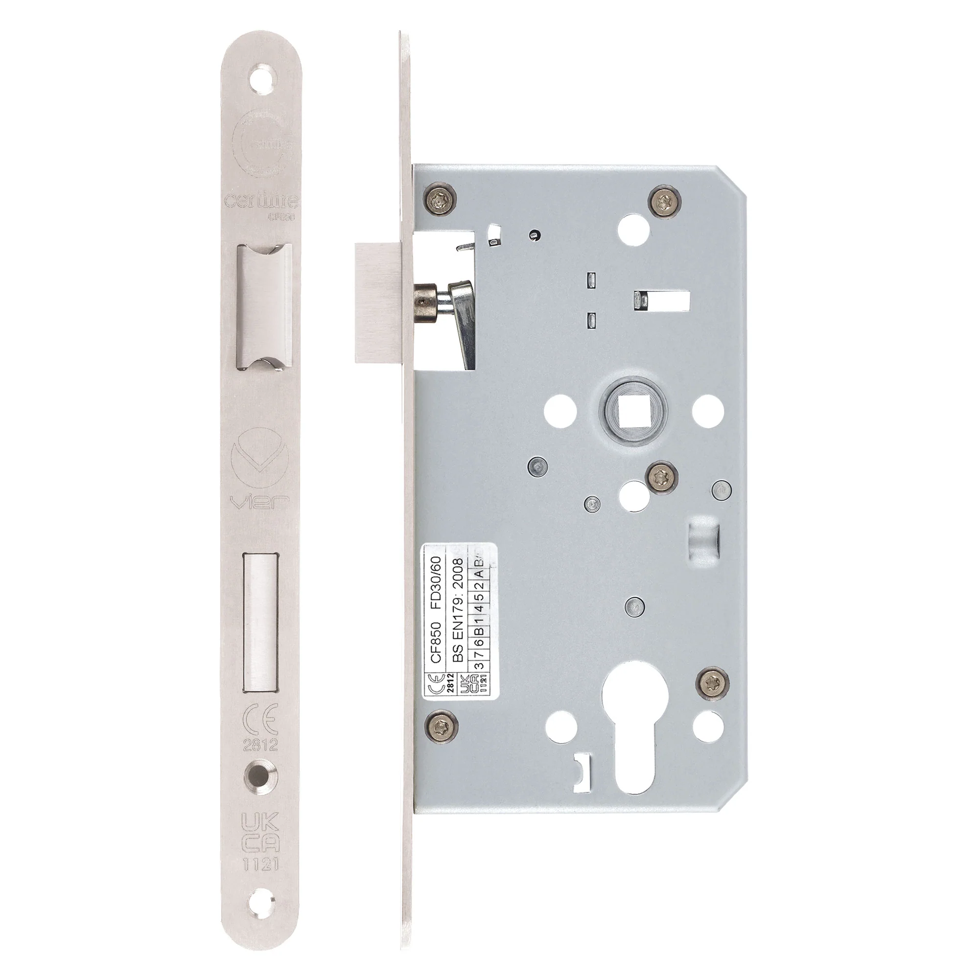 Mortice Escape lock - 72mm Centres, 60mm Backset - Radius Forend