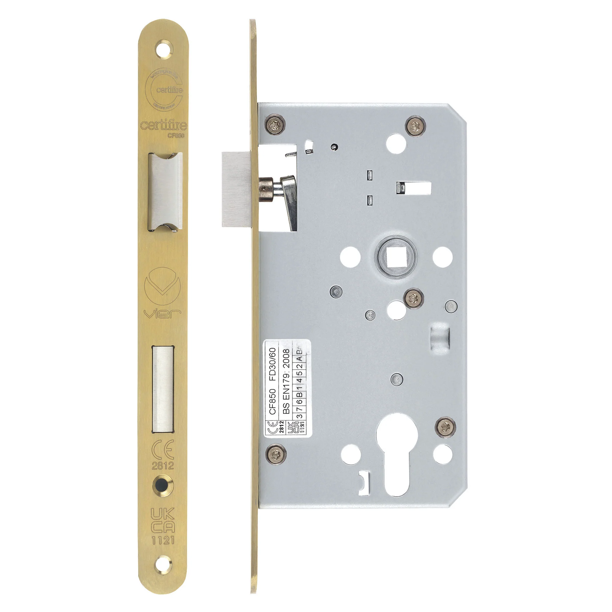 Mortice Escape lock - 72mm Centres, 60mm Backset - Radius Forend - Image 2