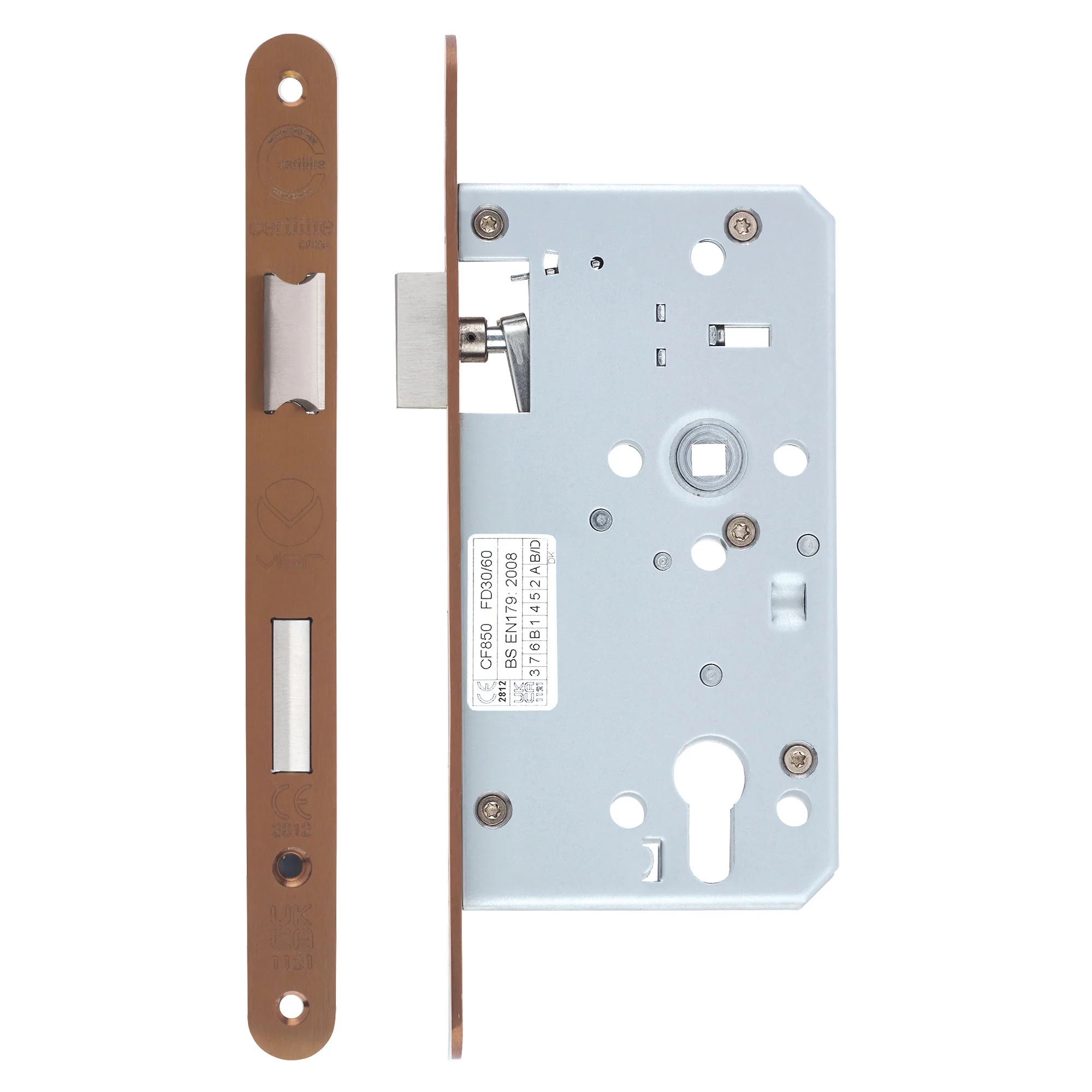 Mortice Escape lock - 72mm Centres, 60mm Backset - Radius Forend - Image 3