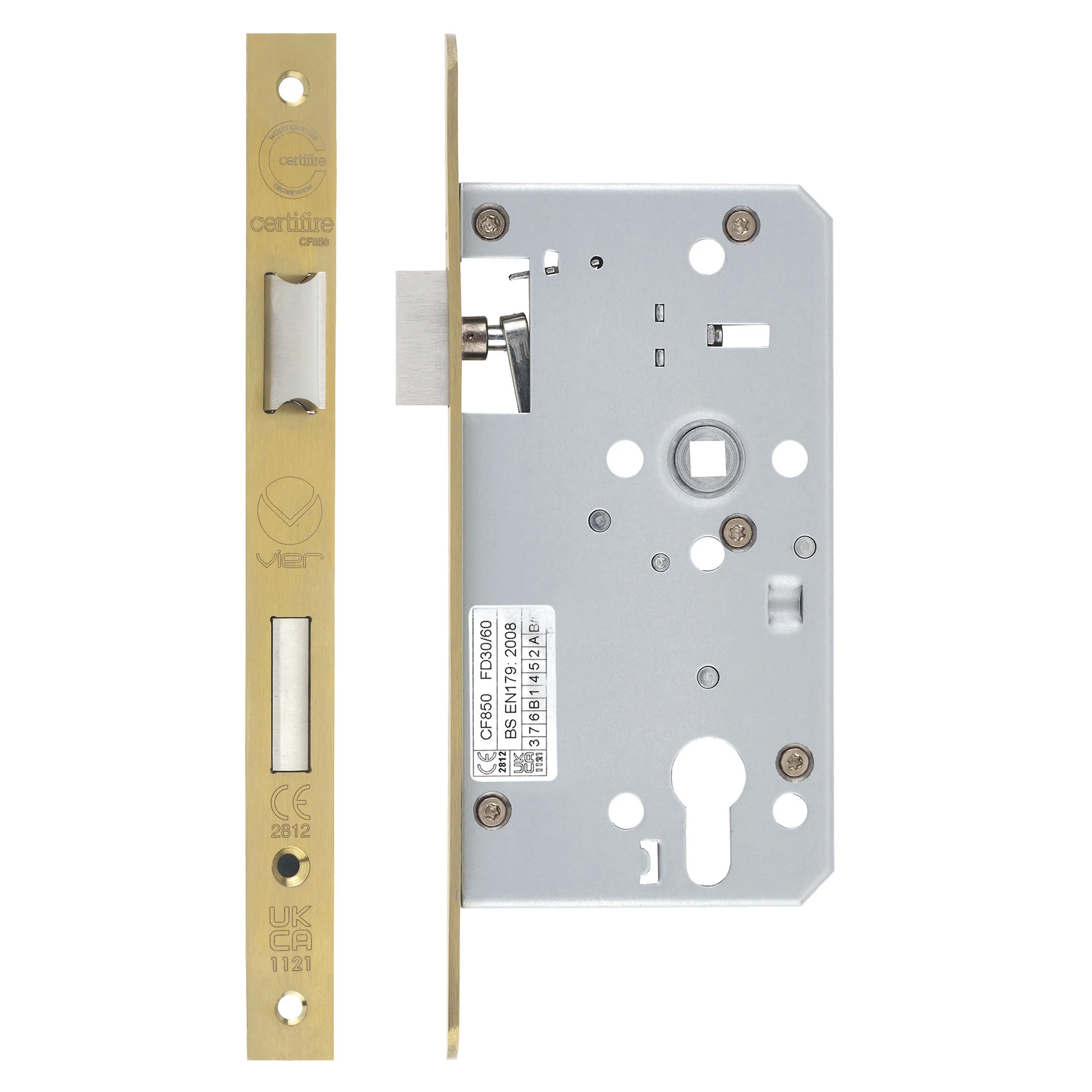 Mortice Escape lock - 72mm Centres, 60mm Backset - Square Forend - Image 2