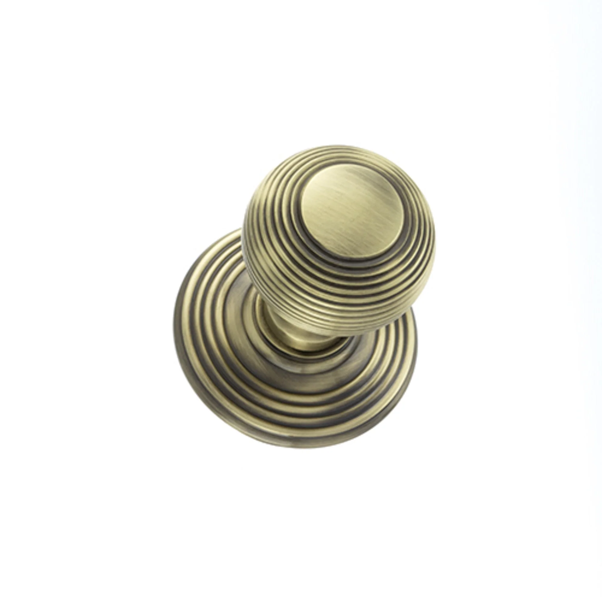 Old English Ripon Solid Brass Reeded Mortice Knob on Concealed Fix Rose - Image 3