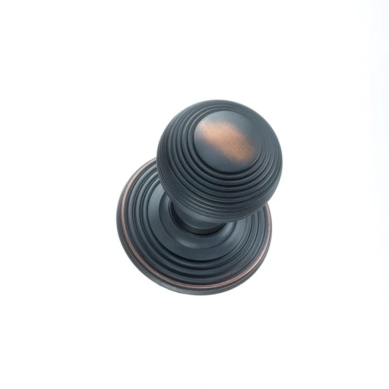 Old English Ripon Solid Brass Reeded Mortice Knob on Concealed Fix Rose - Image 5