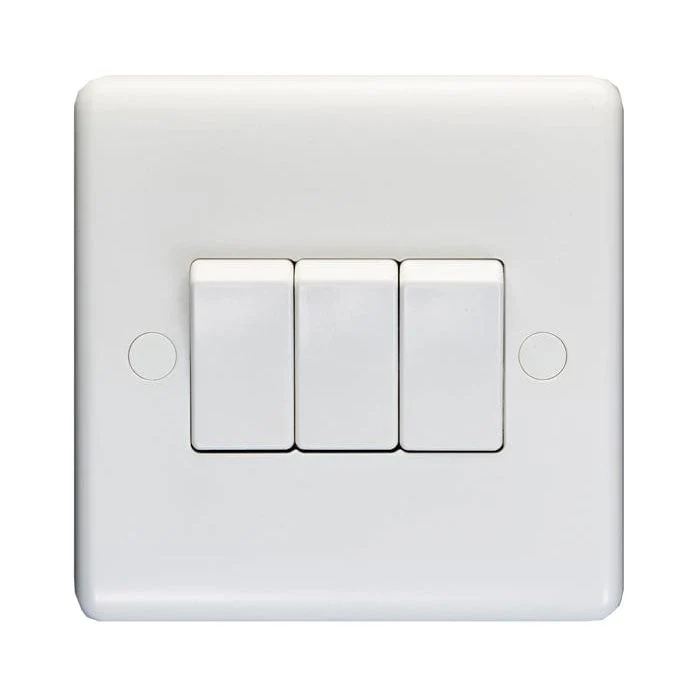 Enhance White Plastic 3 Gang Switch - White