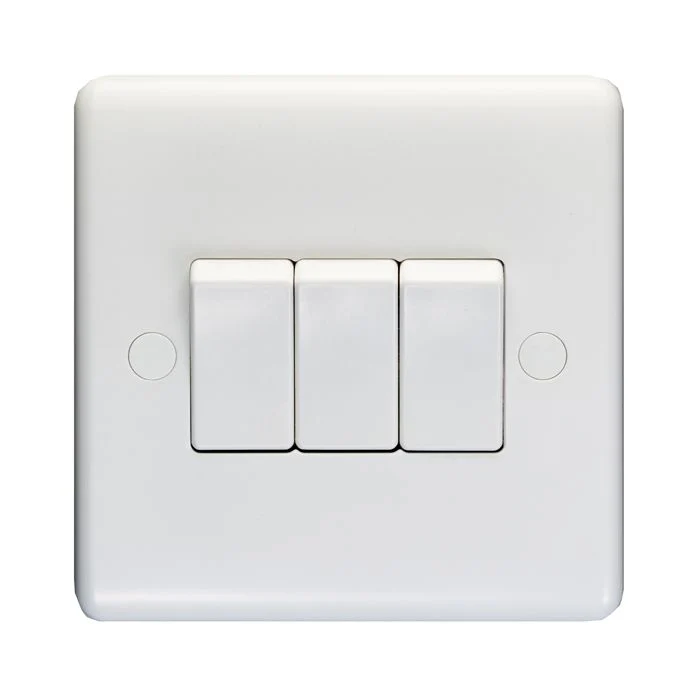 Enhance White Plastic 3 Gang Switch - White - Image 2