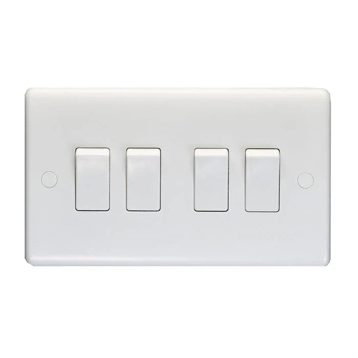 Enhance White Plastic 4 Gang Switch - White