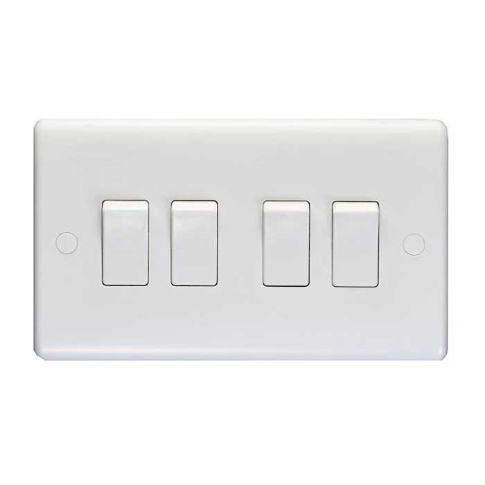 Enhance White Plastic 4 Gang Switch - White - Image 2