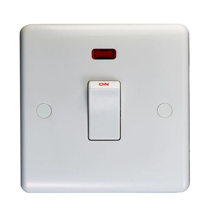 Enhance White Plastic 20Amp Switch With Neon Indicator - White - Image 2