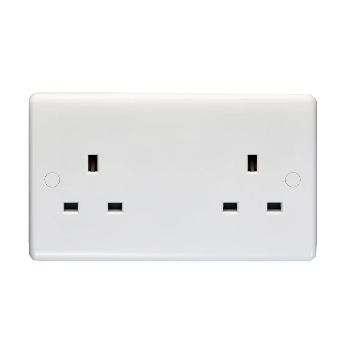 Enhance White Plastic 2 Gang Unswitched Socket - White - Image 2