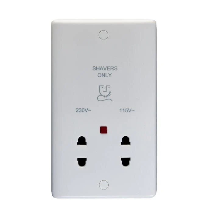 Enhance White Plastic Shaver Socket - White