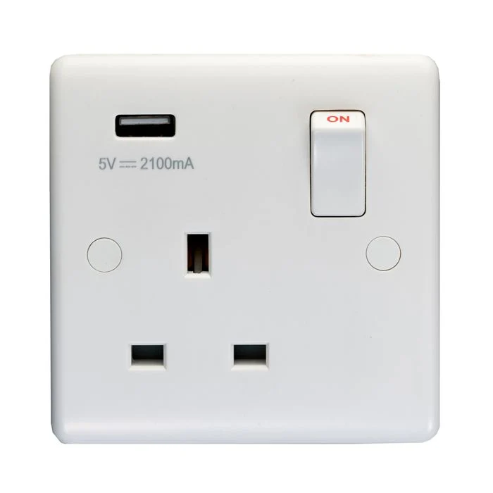 Enhance White Plastic 1 Gang Usb Socket - White - Image 2