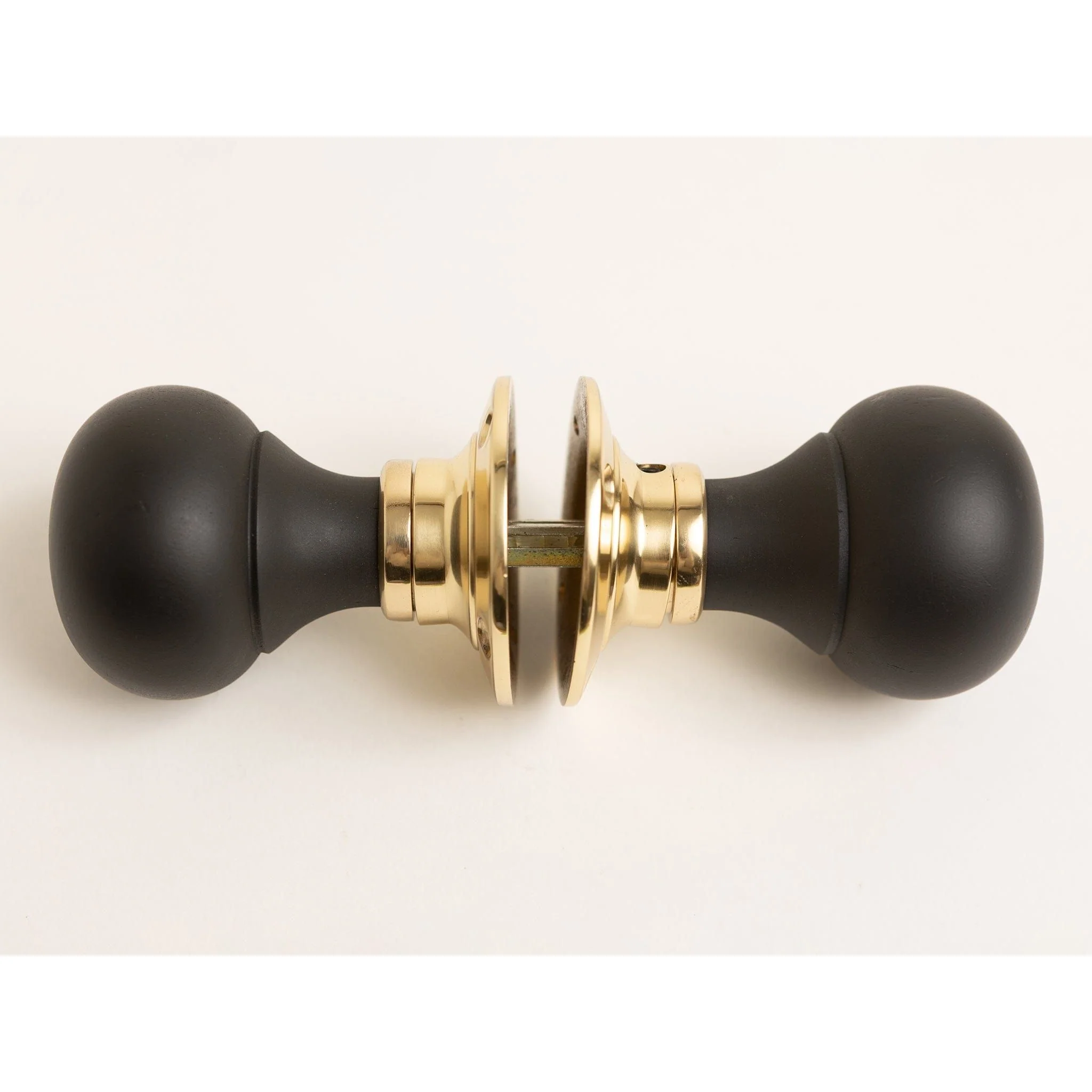 Plain Door Knobs - Ebonised & Polished Brass (Pair) | Thumbturns & Latches - Image 2