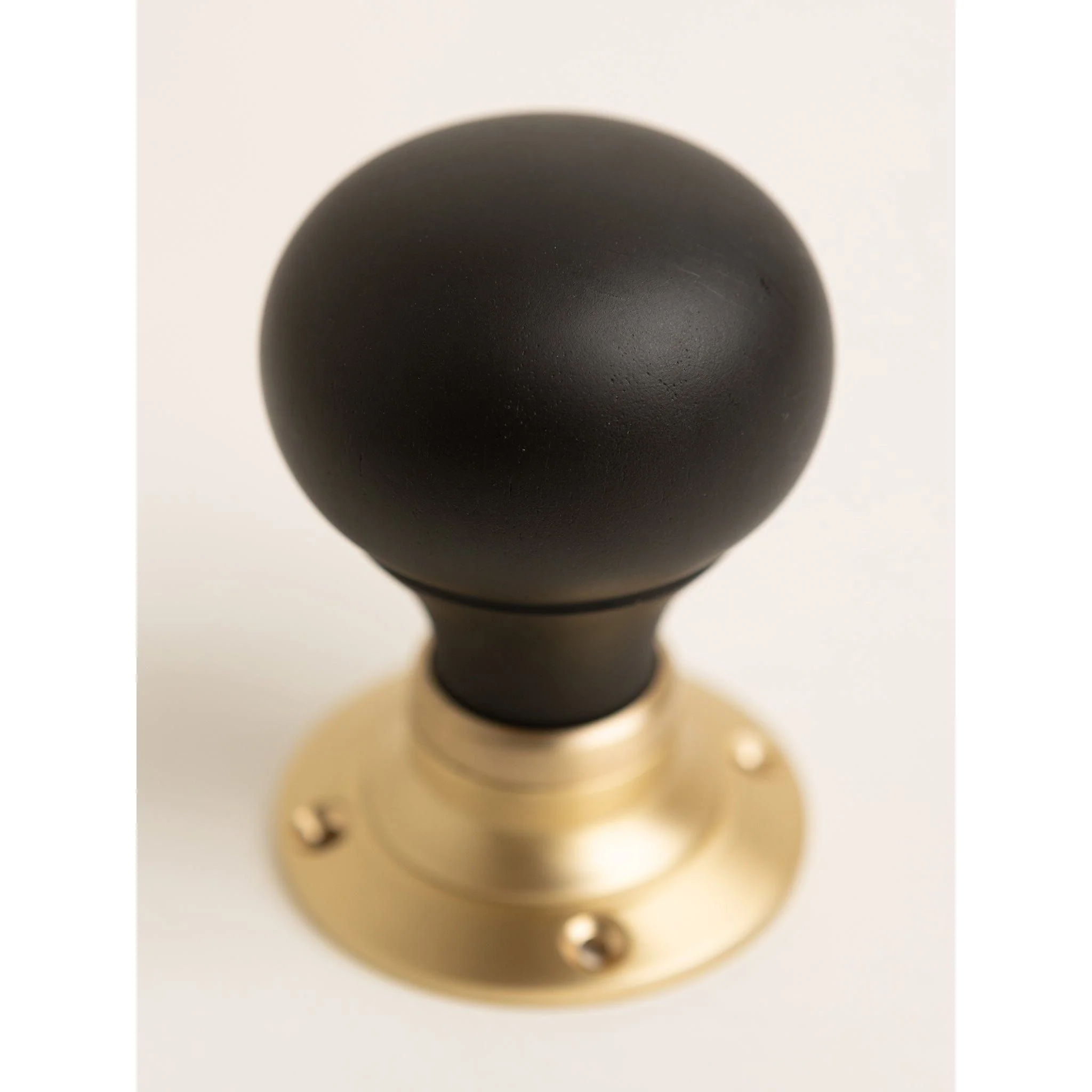 Plain Door Knobs - Ebonised & Satin Brass (Pair) | Thumbturns & Latches - Image 3