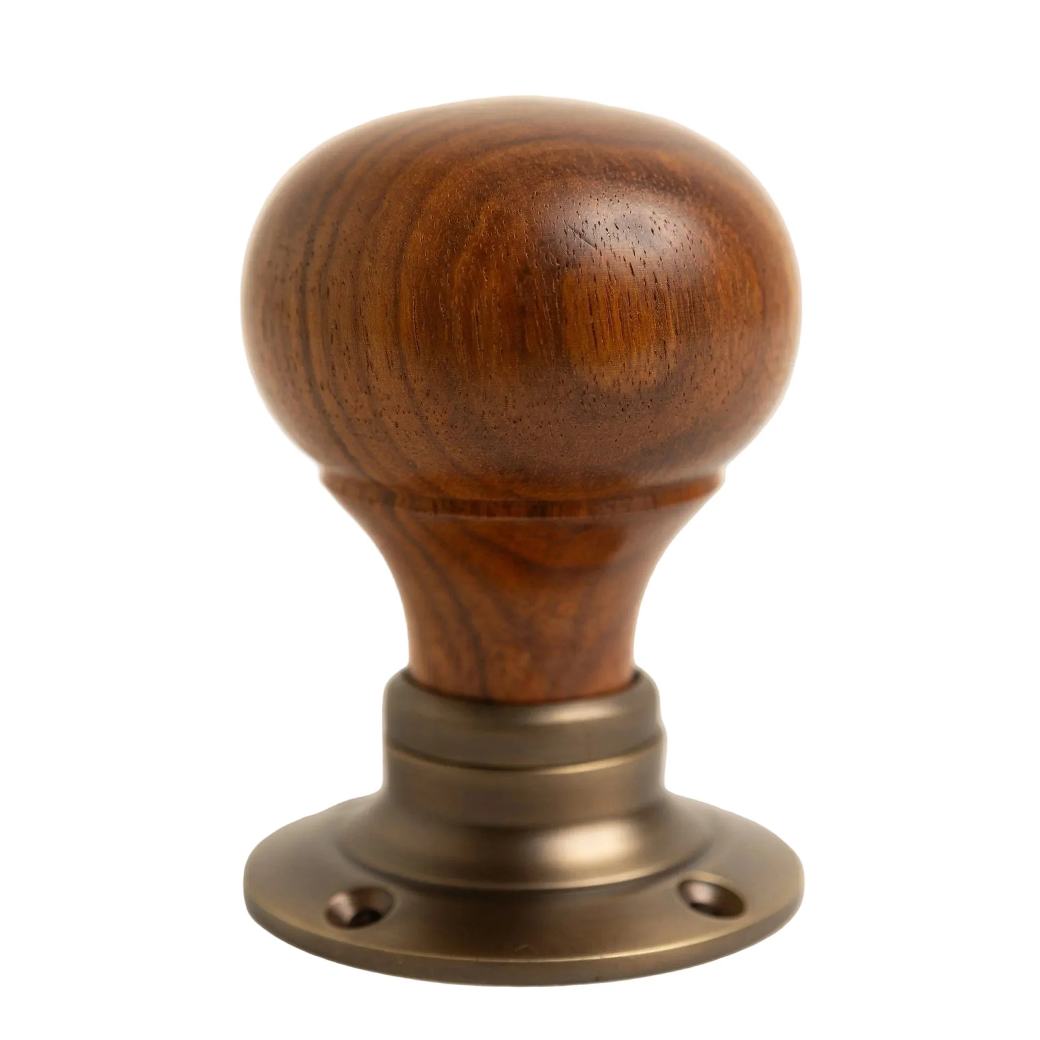 Plain Door Knobs - Rosewood & Antique Brass (Pair) | Thumbturns & Latches