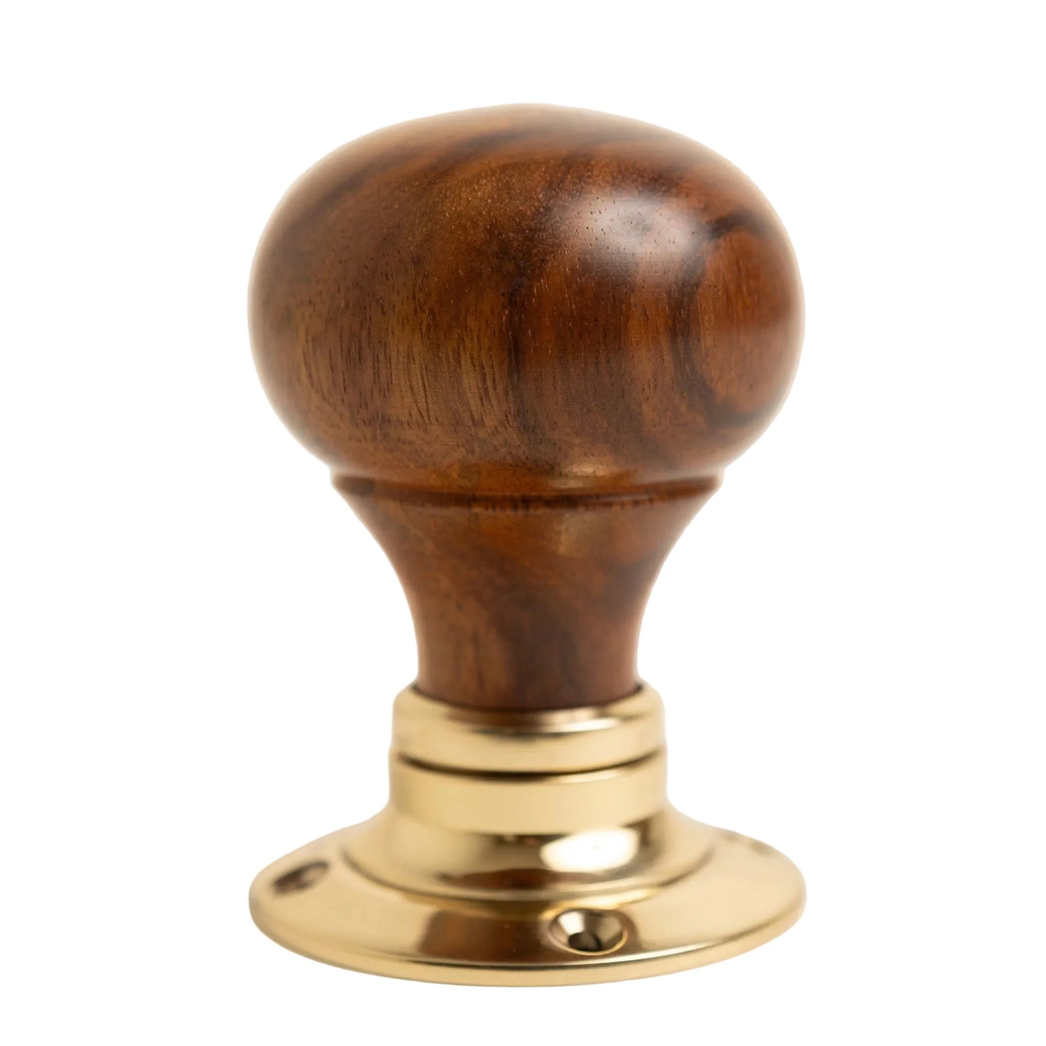Plain Door Knobs - Rosewood & Polished Brass (Pair) | Thumbturns & Latches