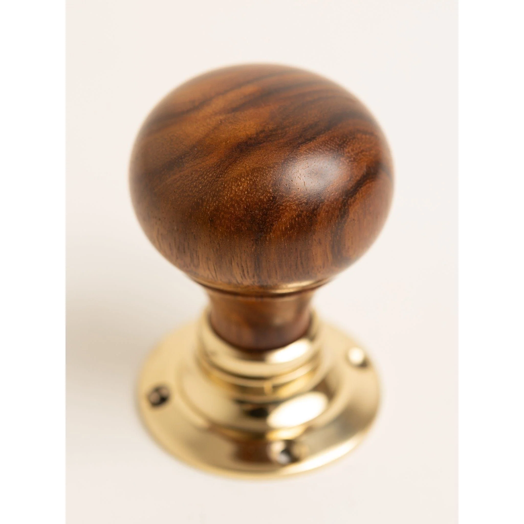 Plain Door Knobs - Rosewood & Polished Brass (Pair) | Thumbturns & Latches - Image 3