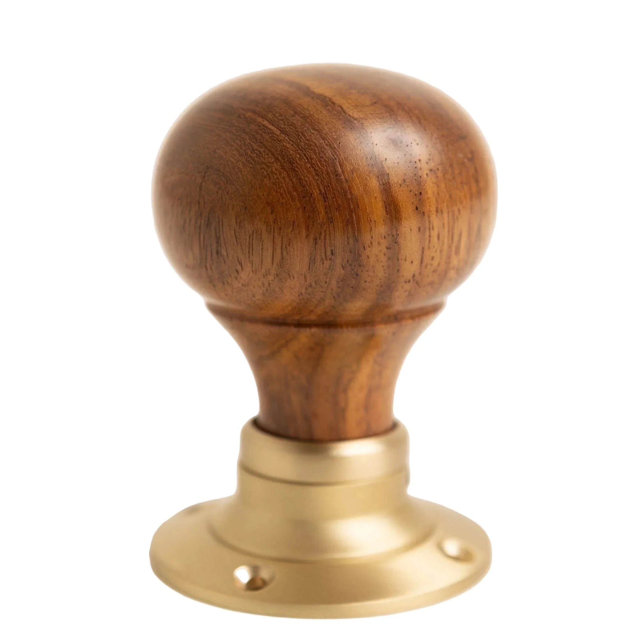 Plain Door Knobs - Rosewood & Satin Brass (Pair) | Thumbturns & Latches