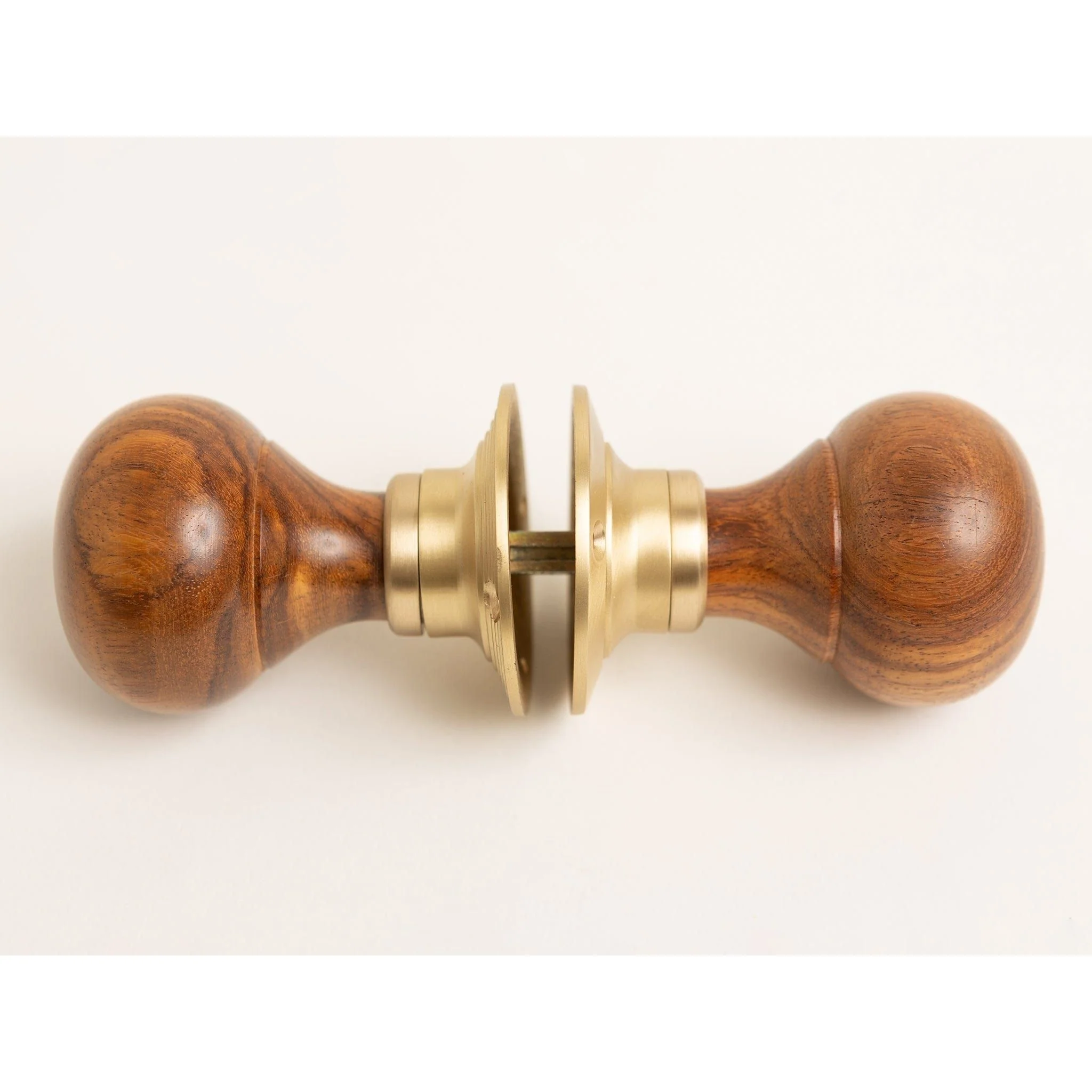 Plain Door Knobs - Rosewood & Satin Brass (Pair) | Thumbturns & Latches - Image 2