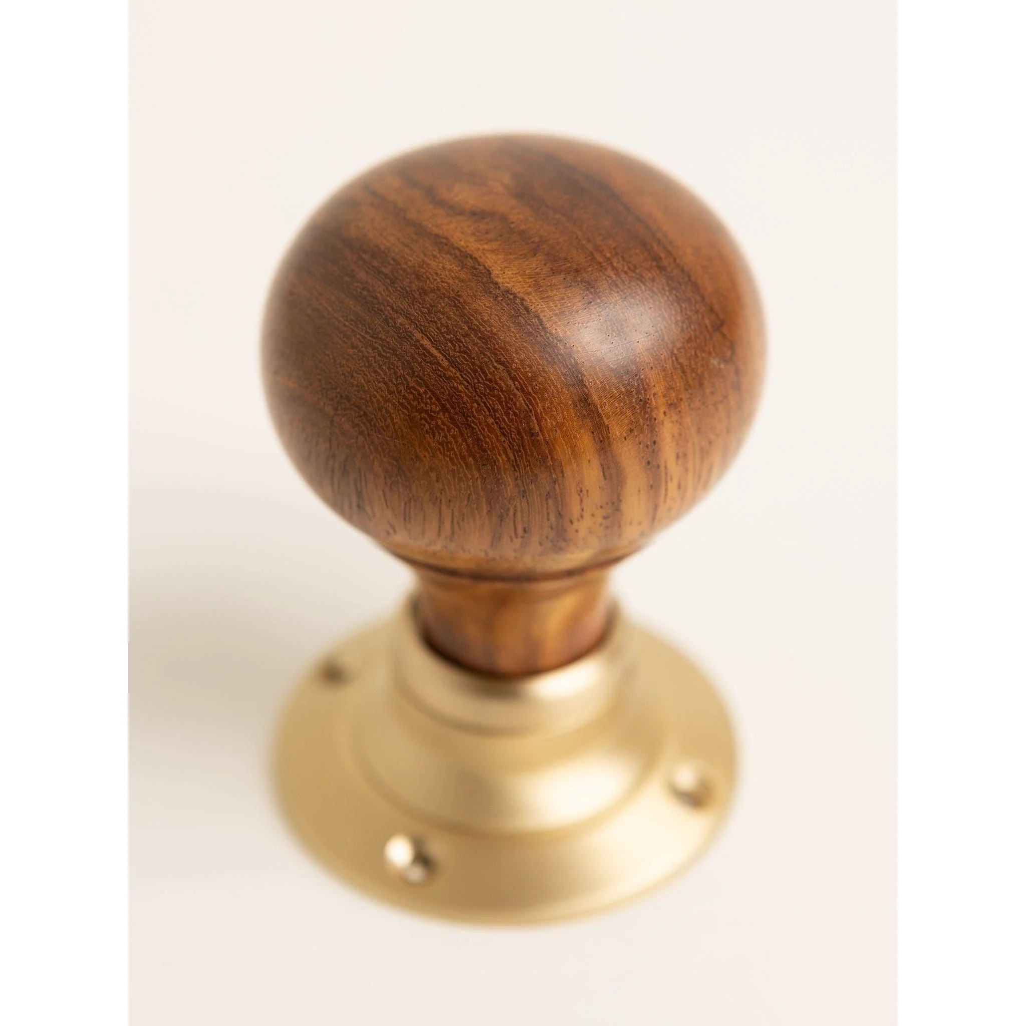 Plain Door Knobs - Rosewood & Satin Brass (Pair) | Thumbturns & Latches - Image 3