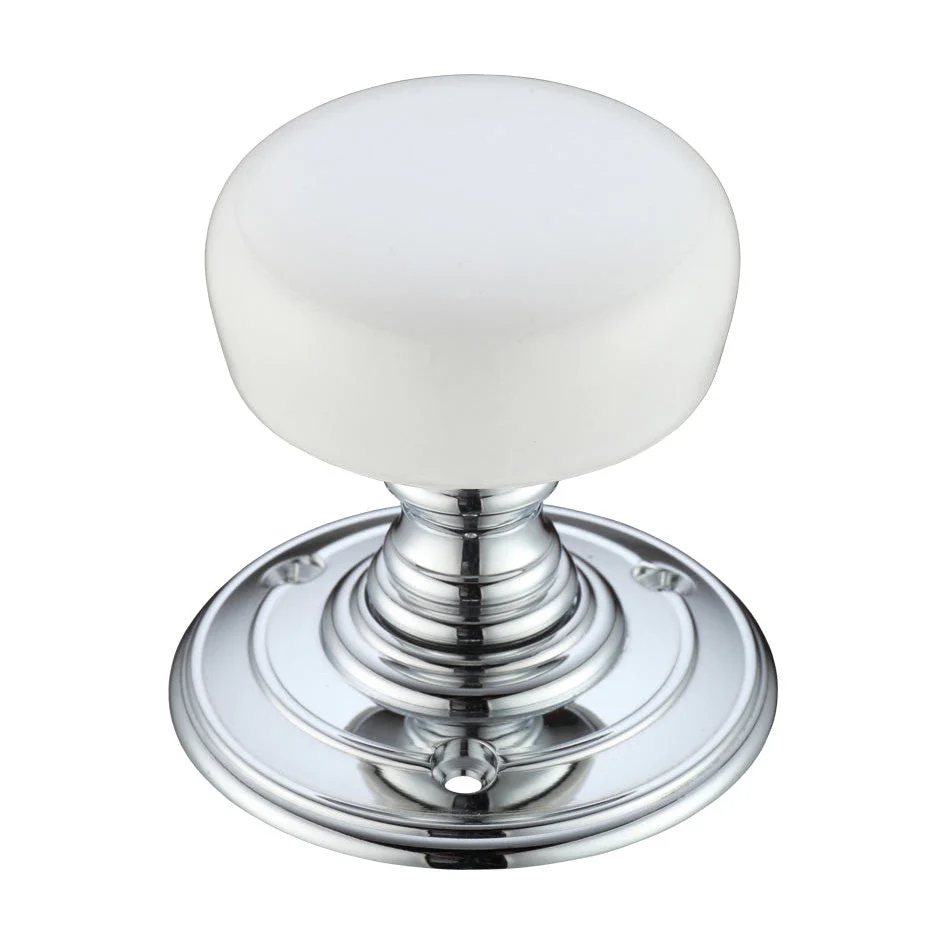 Porcelain Mortice Knob on Round Rose - Face Fix - Image 2