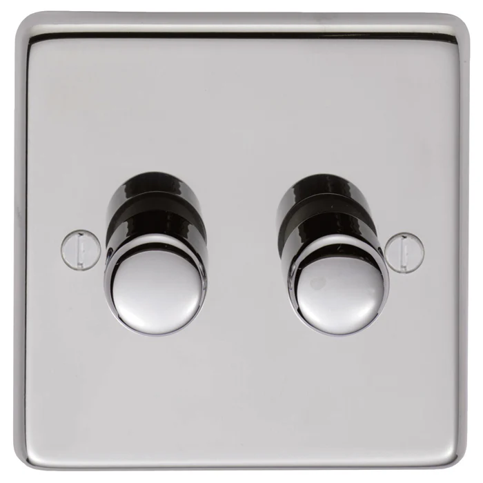 Stainless steel 2 Gang Dimmer - Polished Stainless Steel - Image 2
