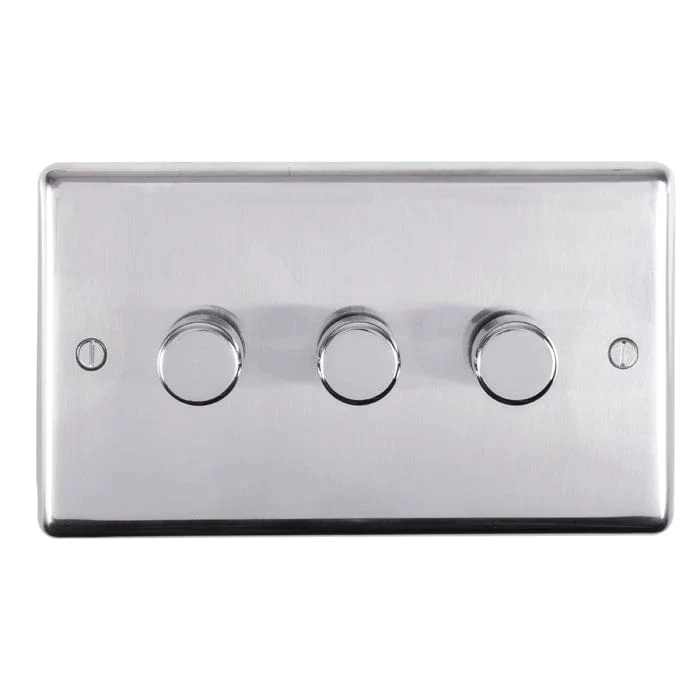 Stainless steel 3 Gang Dimmer - Polished Stainless Steel