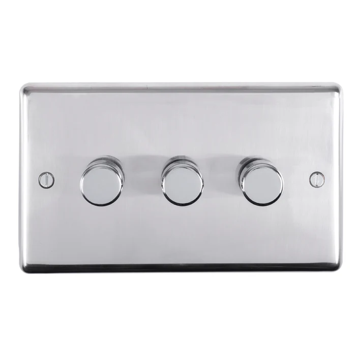 Stainless steel 3 Gang Dimmer - Polished Stainless Steel - Image 2