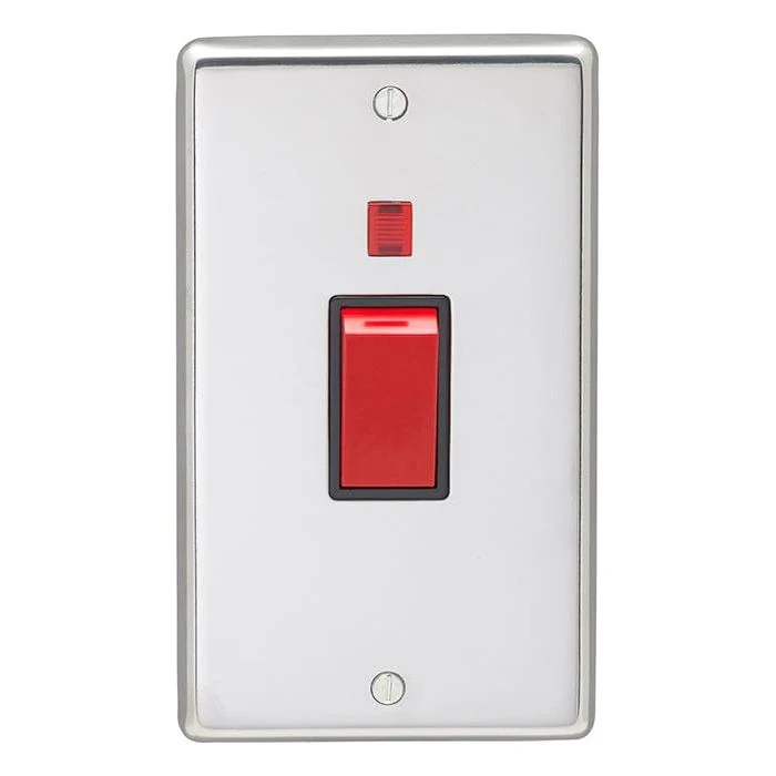 Stainless steel 45Amp Switch With Neon Indicator - Polished Stainless Steel