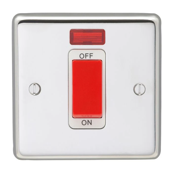 Stainless steel 45Amp Switch With Neon Indicator - Polished Stainless Steel - Image 2