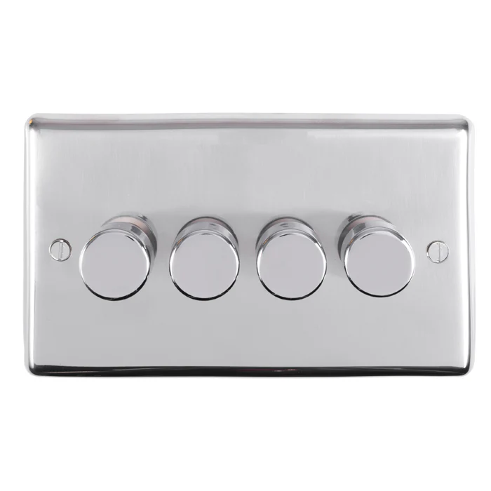 Stainless steel 4 Gang Dimmer - Polished Stainless Steel - Image 2