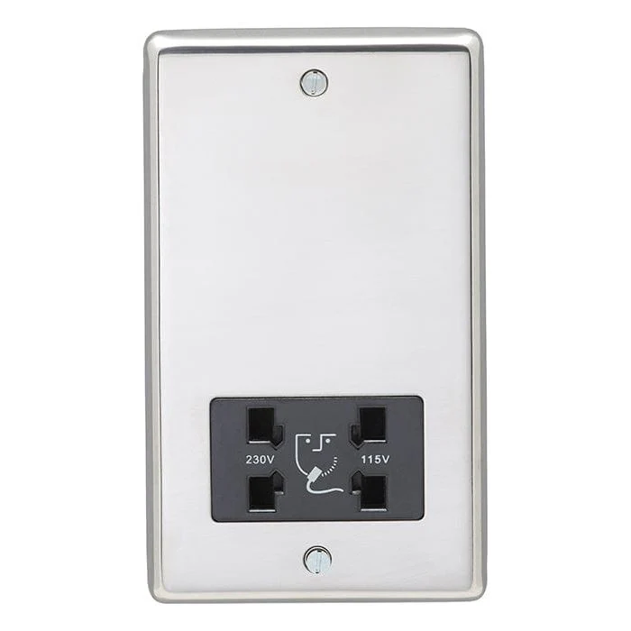 Stainless steel Shaver Socket - Polished Stainless Steel