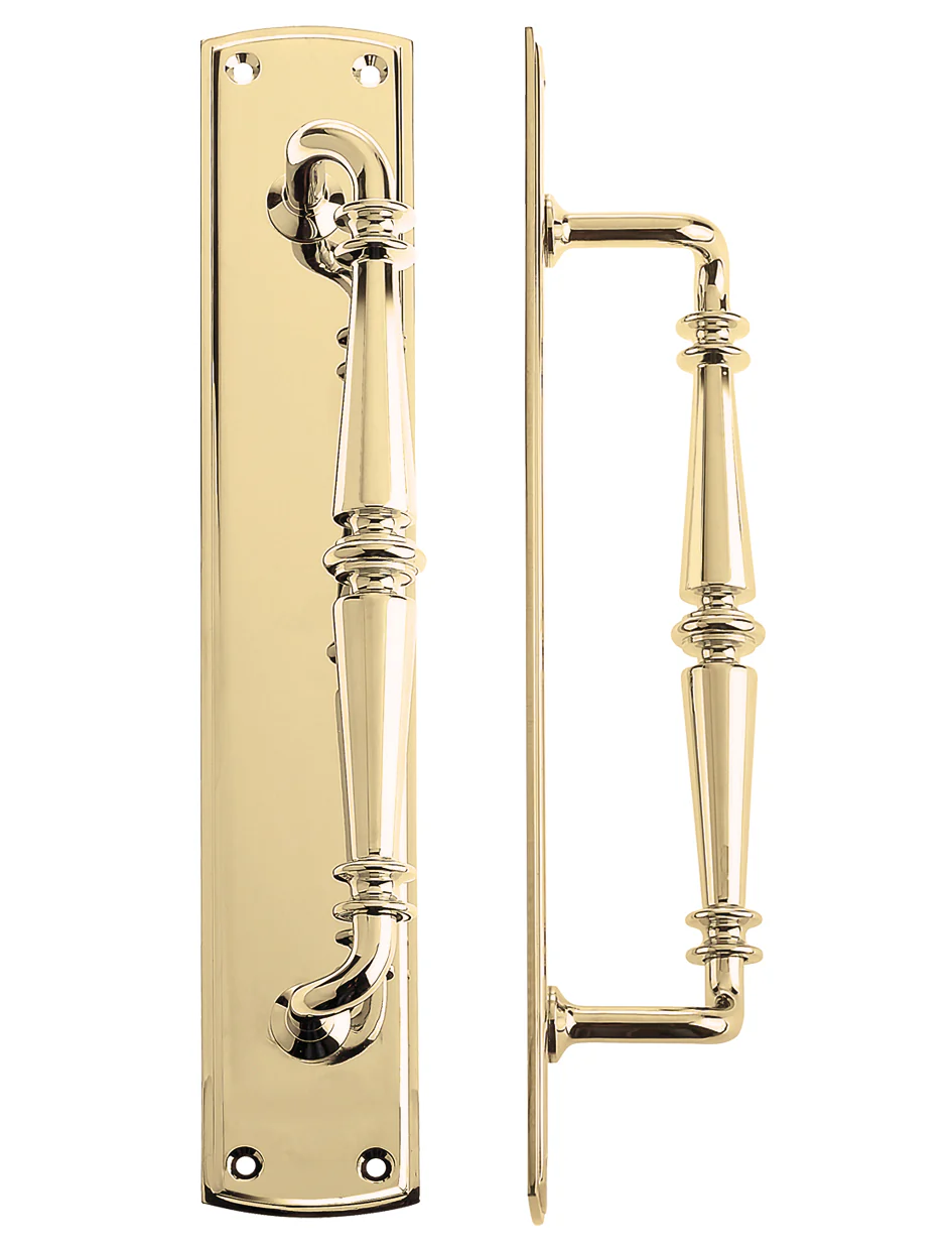 Zoo Hardware Pull Handle on Backplate — Polished Brass