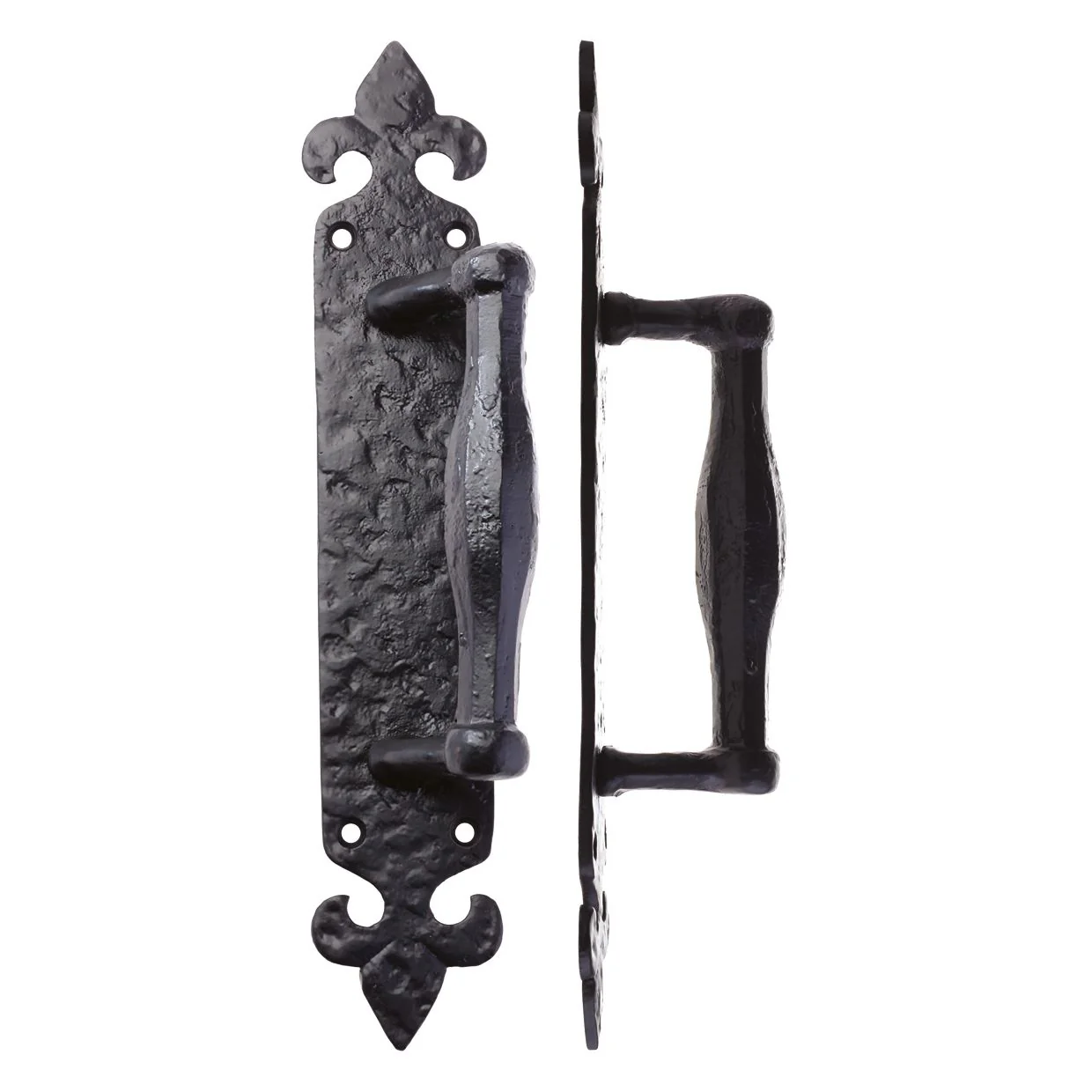 Pull Handle on Fleur De Lys Backplate - 10" - Image 2