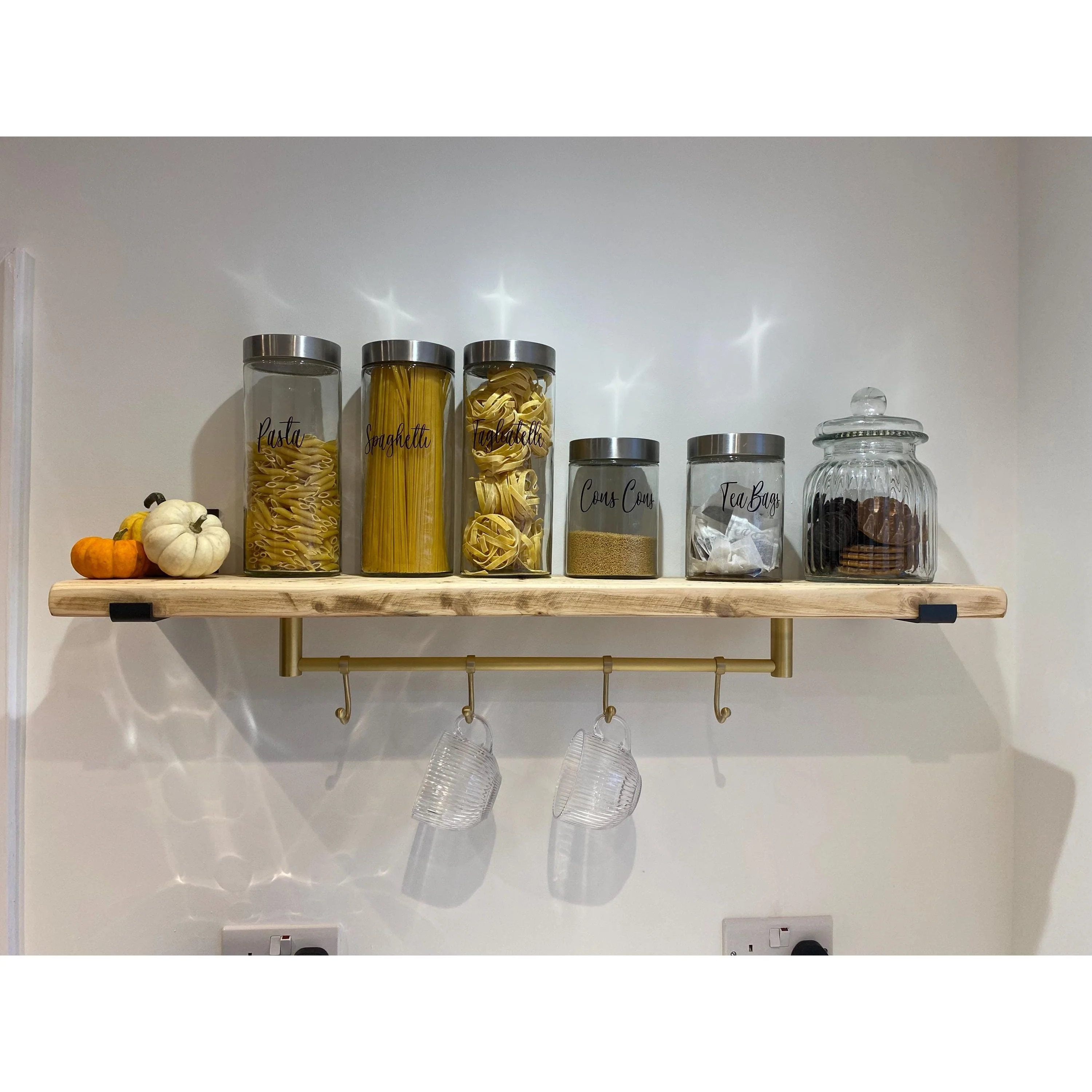 Satin Brass Hook Rail with 3 Brass Hooks - Solid Brass - Image 5