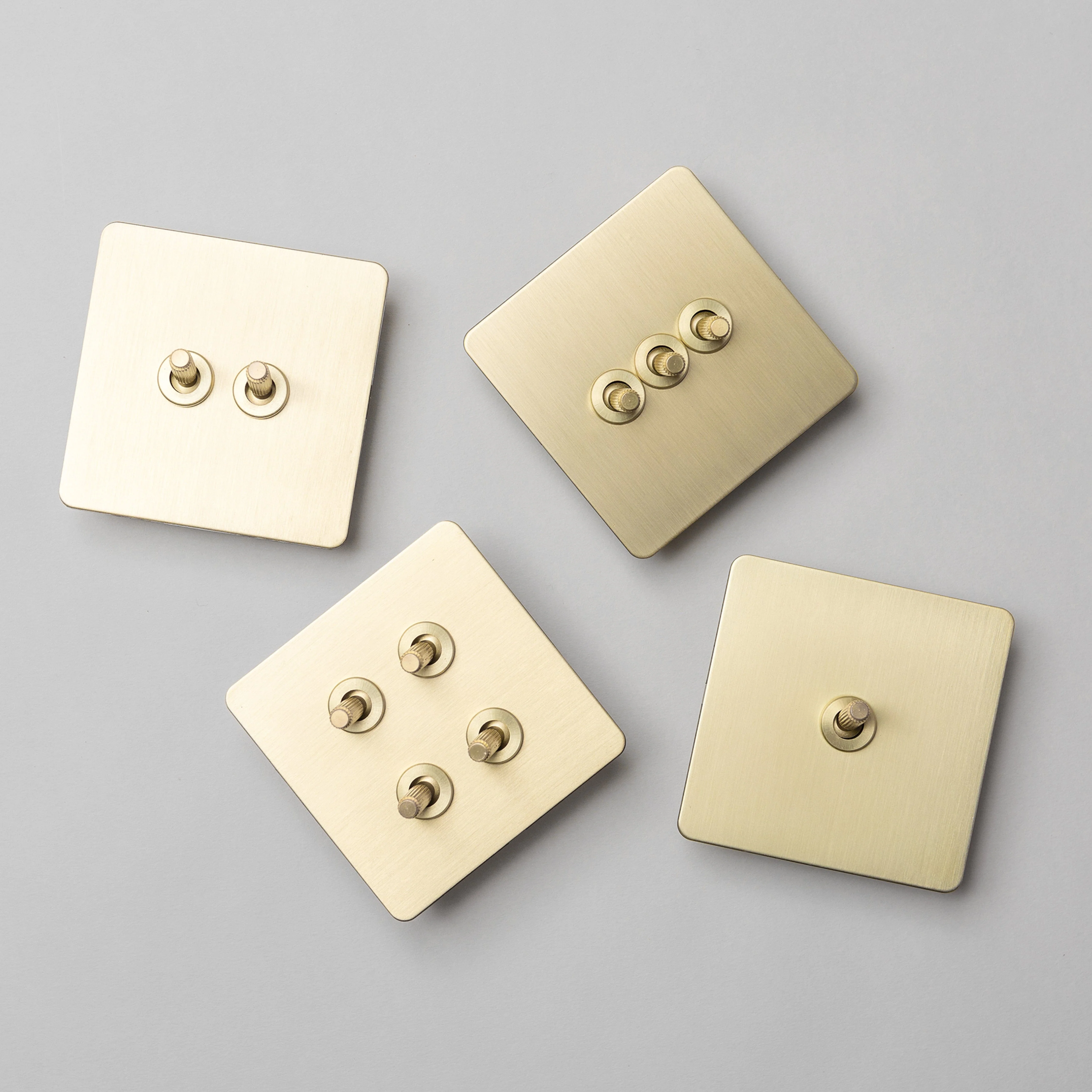 Satin Brass Switches and Sockets - Straight Knurled Design - Image 3