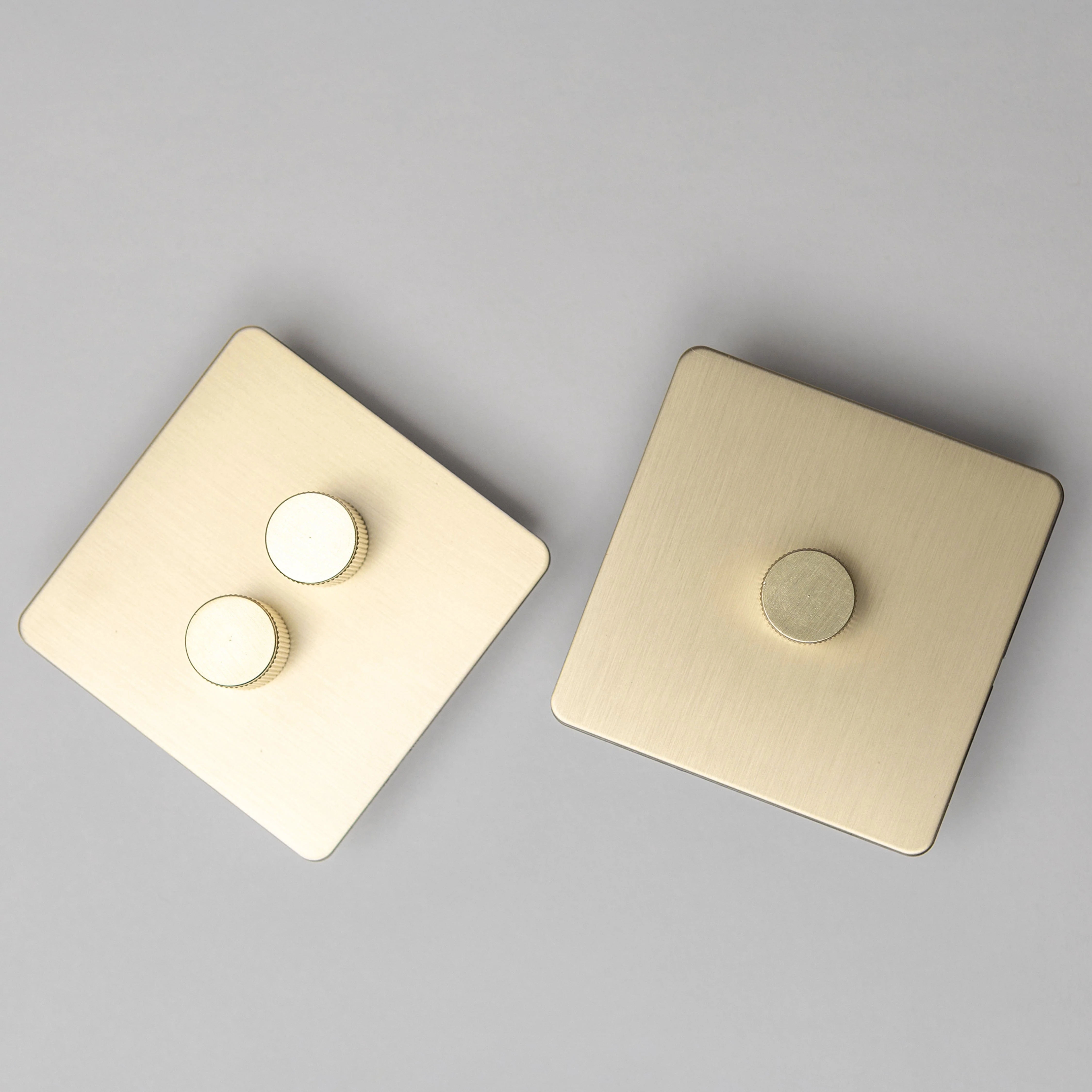 Satin Brass Switches and Sockets - Straight Knurled Design - Image 5