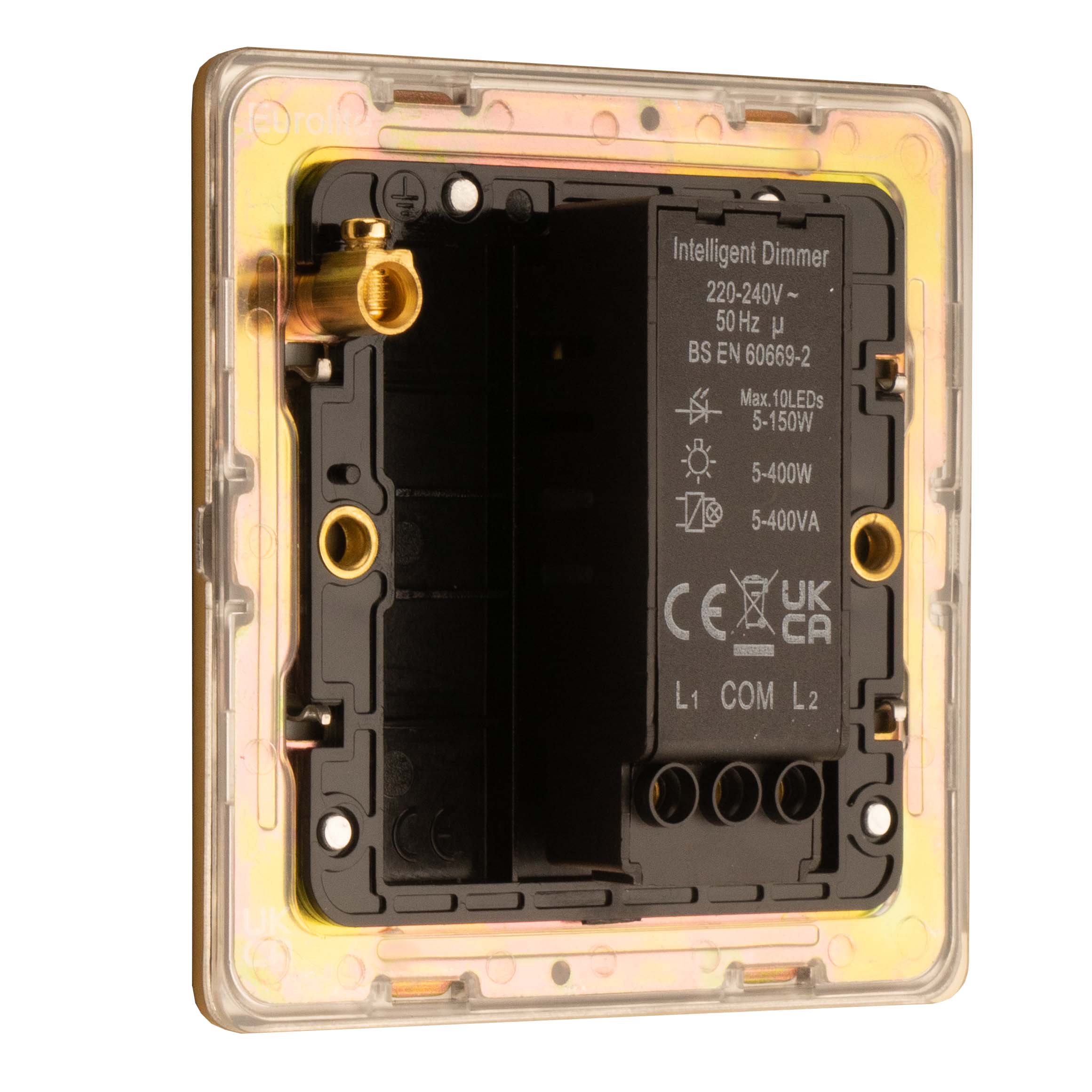 Stainless steel 1 Gang Dimmer - Satin Brass - Image 4