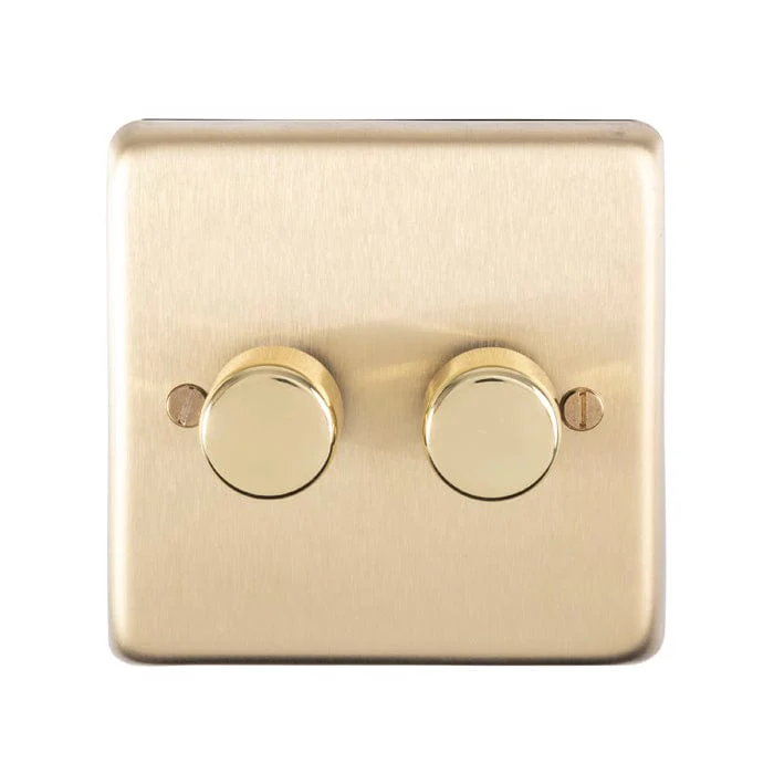 Stainless steel 2 Gang Dimmer - Satin Brass