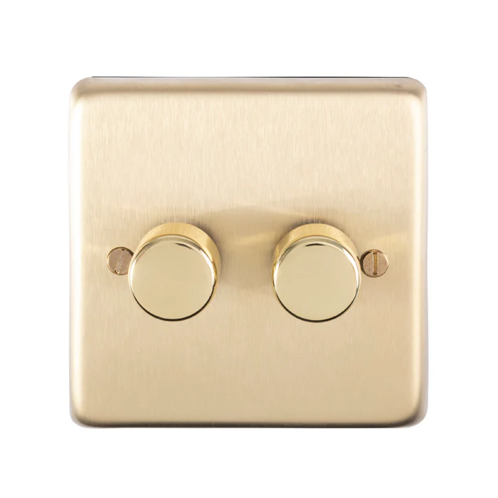 Stainless steel 2 Gang Dimmer - Satin Brass - Image 2