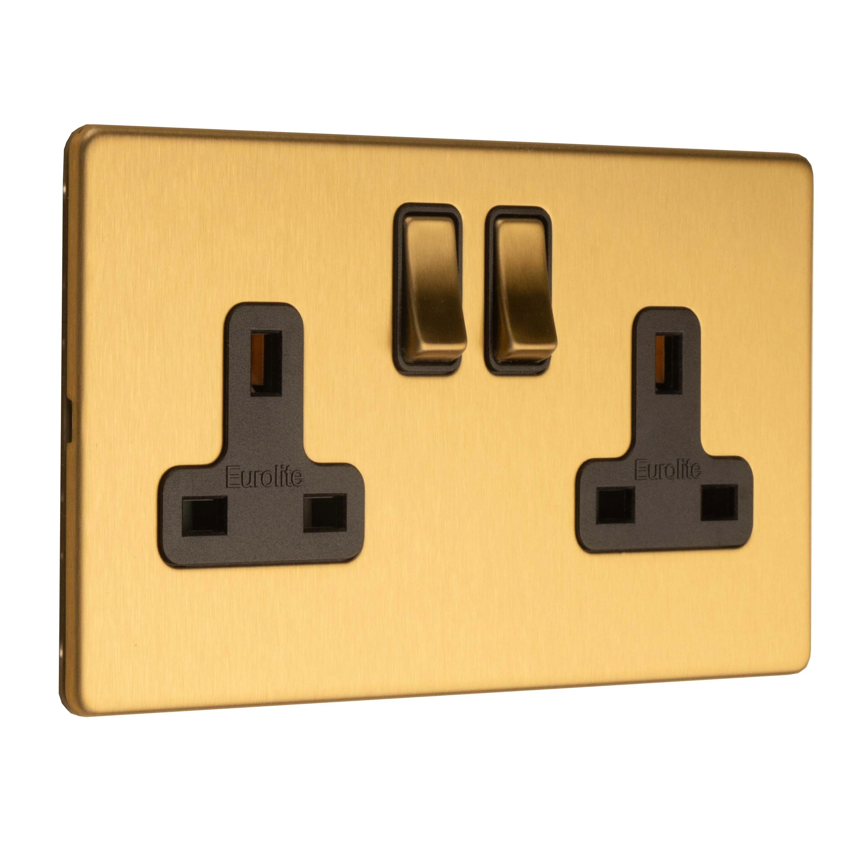 Stainless steel 2 Gang Socket - Satin Brass - Image 3