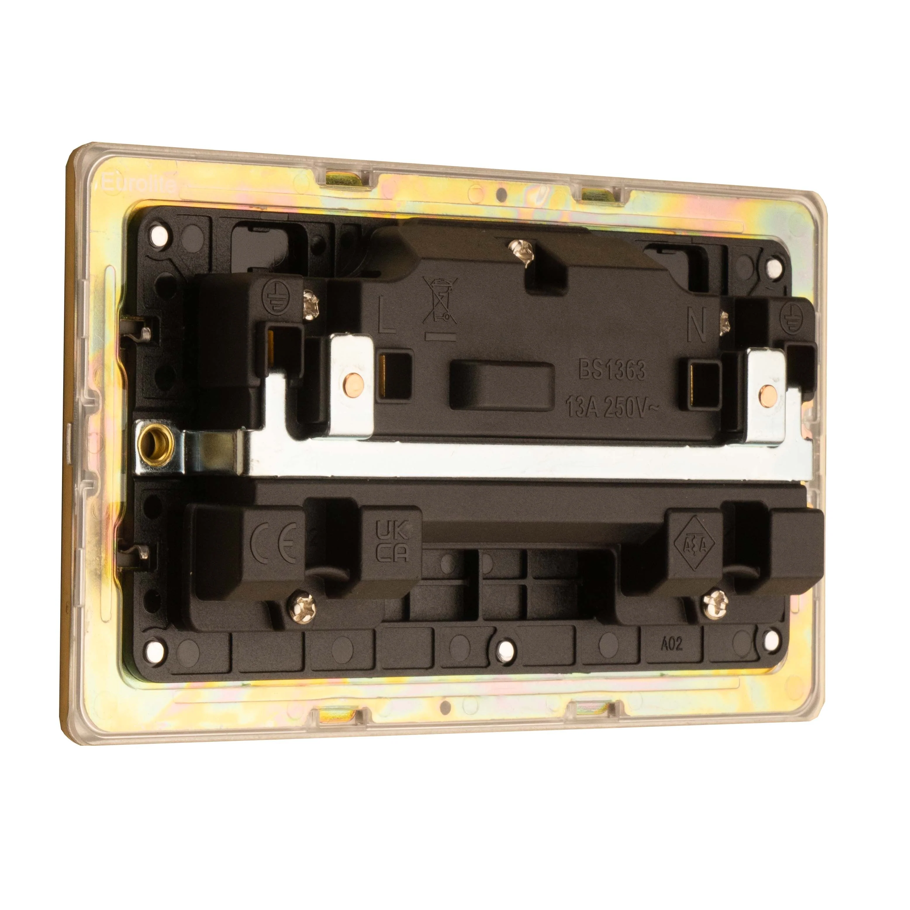 Stainless steel 2 Gang Socket - Satin Brass - Image 4