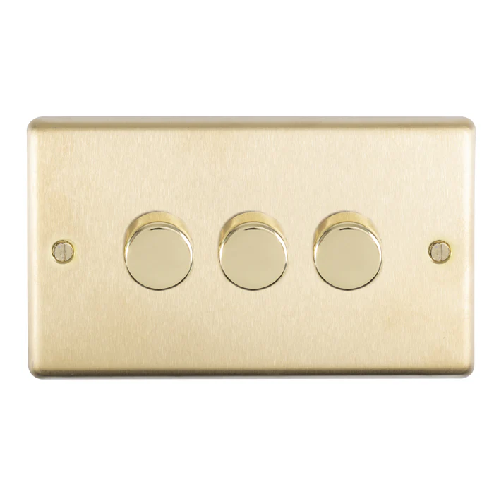 Stainless steel 3 Gang Dimmer - Satin Brass - Image 2