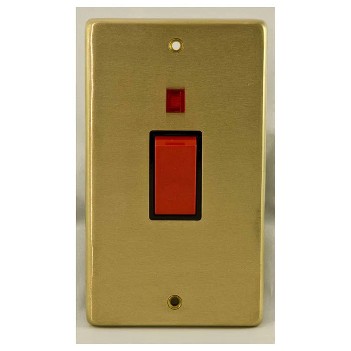 Stainless steel 45Amp Switch With Neon Indicator - Satin Brass