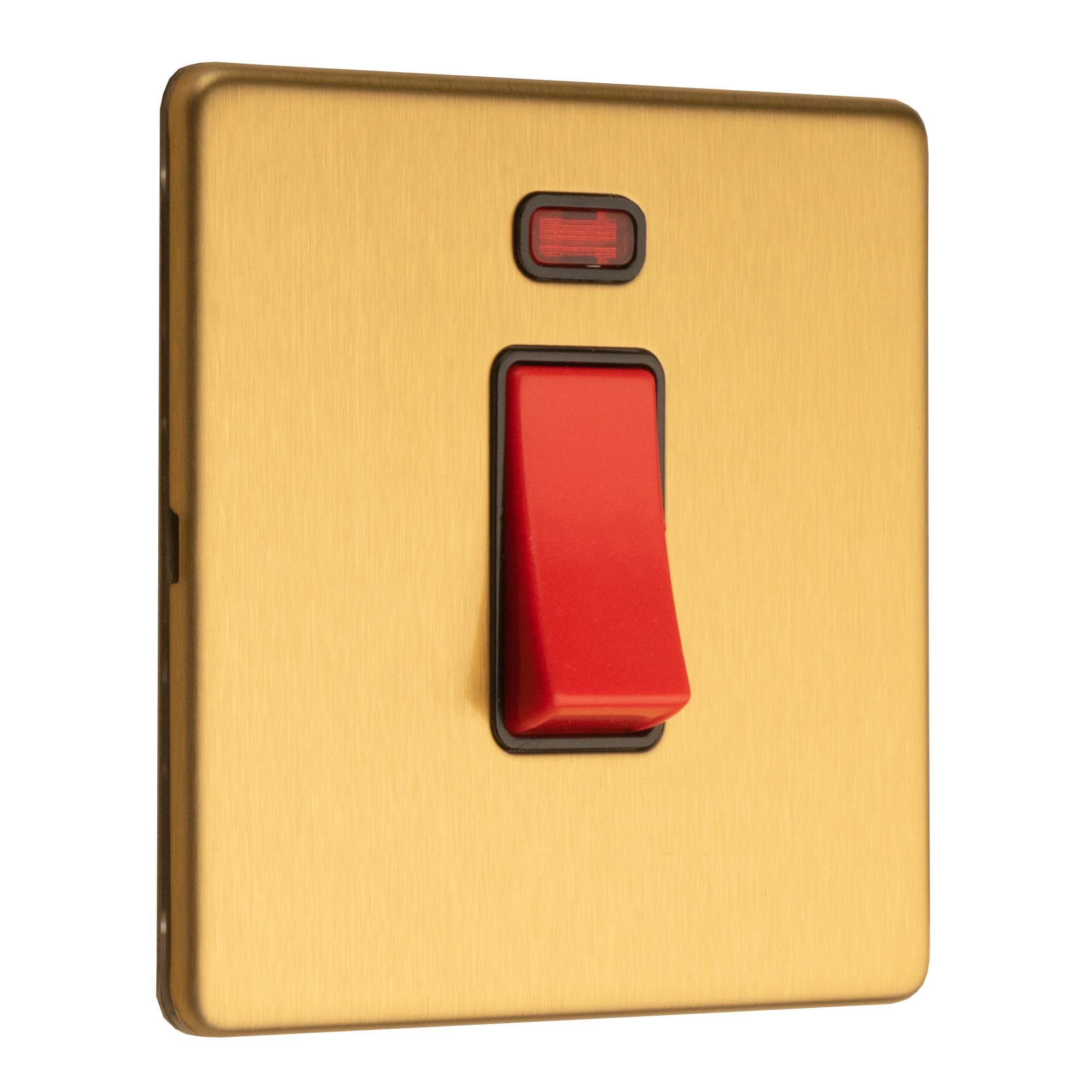 Stainless steel 45Amp Switch With Neon Indicator - Satin Brass - Image 3