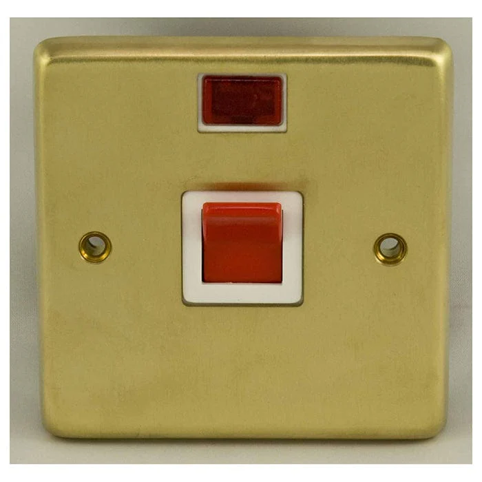Stainless steel 45Amp Switch With Neon Indicator - Satin Brass