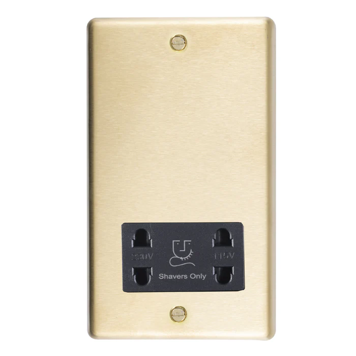 Stainless steel Shaver Socket - Satin Brass - Image 2